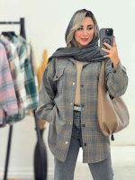 استایل با چهارخونه طوسی
