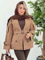بارانی یقه دوبل چهاردکمه کد 7308 - تصویر 9
