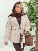 بارانی یقه دوبل چهاردکمه کد 7308 - تصویر 5