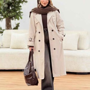 بارانی بلند ژیله پرچ دار کد 7486