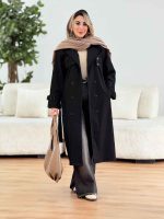 بارانی بلند ژیله پرچ دار کد 7486 - تصویر 3
