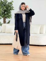 بارانی بلند ژیله پرچ دار کد 7486 - تصویر 6