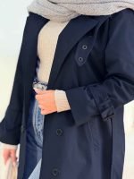 بارانی بلند ژیله پرچ دار کد 7486 - تصویر 16