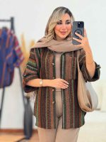 شکت پانچ طرح دار آستین پاگن کد 7427 - تصویر 4