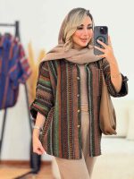 شکت پانچ طرح دار آستین پاگن کد 7427 - تصویر 9