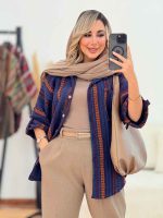 شکت پانچ طرح دار آستین پاگن کد 7427 - تصویر 3