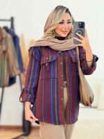 شکت طرح دار سر جیب دو دکمه کد 7441 - تصویر 2
