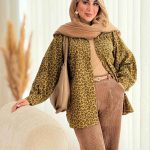 شومیز پاییزه کبریتی طرح پلنگی کد 7444