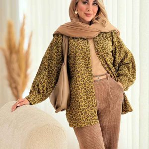شومیز پاییزه کبریتی طرح پلنگی کد 7444