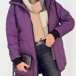 کاپشن طرح لوزی کلاه دار کد 7559