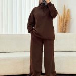 ست دورس نیم زیپ و شلوار بند دار کد 7578