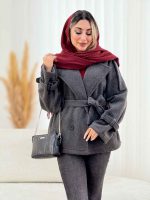 پالتو چهاردکمه سرشانه پاگن ربکا کد 7583 - تصویر 7