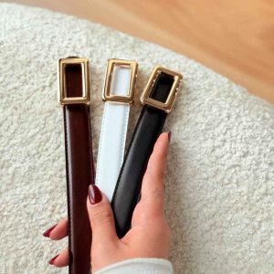 کمربند دور دوخت سگک مستطیلی فانتزی کد 7483