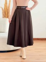 دامن کمرکش کمربند دار کد 7557 - تصویر 8