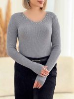 گپ یقه مروارید نیلی کد 7619 - تصویر 6
