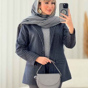 پالتو راه راه تک دکمه کد 7606