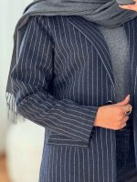 پالتو راه راه تک دکمه کد 7606 - تصویر 6