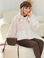 پالتو ترکیبی یقه سگک کد7629 - تصویر 8
