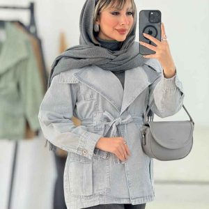 مانتو جین رنگی جیب پیله کد 6351