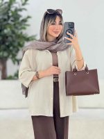 مانتو دکمه مخفی طرح دار کد 7686 - تصویر 16