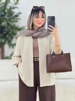 مانتو دکمه مخفی طرح دار کد 7686 - تصویر 3