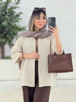 مانتو دکمه مخفی طرح دار کد 7686 - تصویر 9