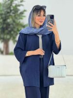 مانتو دکمه مخفی طرح دار کد 7686 - تصویر 7