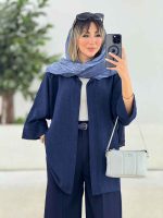 مانتو دکمه مخفی طرح دار کد 7686 - تصویر 12
