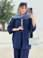 مانتو دکمه مخفی طرح دار کد 7686 - تصویر 4