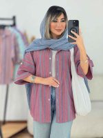 مانتو راه راه طرح لوزی تک جیب کد 7668 - تصویر 8