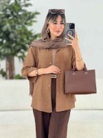 مانتو سر آستین دکمه روژین کد 7742 - تصویر 6