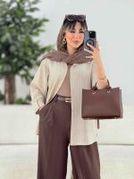 مانتو راه راه حنا کد 7731 - تصویر 10