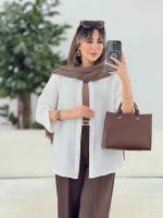 مانتو سر آستین دکمه روژین کد 7742 - تصویر 10