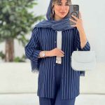 مانتو راه راه حنا کد 7731