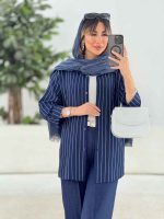مانتو راه راه حنا کد 7731
