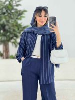 مانتو راه راه حنا کد 7731 - تصویر 12