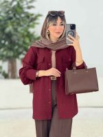 مانتو دو جیب پاکتی پشت دکمه کد 7764 - تصویر 9