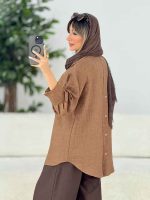 مانتو دو جیب پاکتی پشت دکمه کد 7764 - تصویر 8