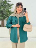 مانتو دو جیب پاکتی پشت دکمه کد 7764 - تصویر 5