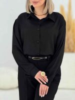 شومیز ساتن طرح دار گلایل کد 7730 - تصویر 13