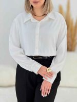 شومیز ساتن طرح دار گلایل کد 7730 - تصویر 3