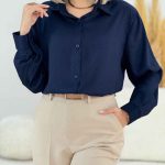 شومیز ساتن طرح دار گلایل کد 7730