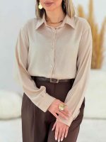 شومیز ساتن طرح دار گلایل کد 7730 - تصویر 9