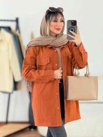 مانتو کتان جیب پاکتی برش دار کد 6130 - تصویر 2