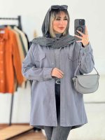 مانتو کتان جیب پاکتی برش دار کد 6130 - تصویر 5