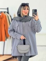 مانتو کتان جیب پاکتی برش دار کد 6130 - تصویر 12