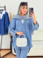 مانتو جین ترکیبی آستین پاگن کد 7279 - تصویر 6