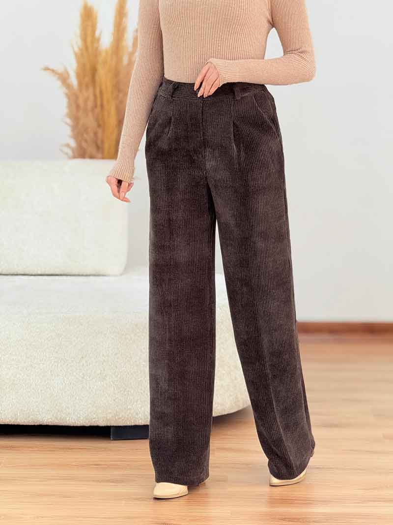 شلوار مخمل بگ زیپ دار کد 7252