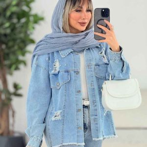 مانتو جین دو جیب نگین دار کد 6288
