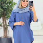 مانتو یقه سه دکمه آستین پاگن کد 6962